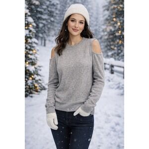 Veronica Beard Cashmere Cold‎ Shoulder Grey Sweater Crewneck Size XS